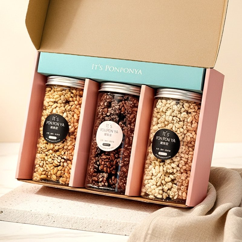 好運爆到│3罐/盒 口味自選 創新爆米香 中秋禮盒 企業送禮 - 零食/點心 - 新鮮食材 