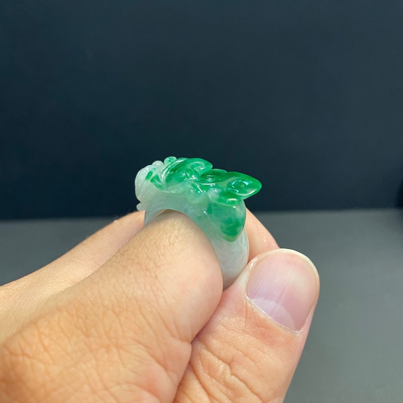 Hanyu jewelry natural jade ring Laokeng green Ruyi ring natural A grade Burmese jade ring natural A grade jade ring - Other - Jade 