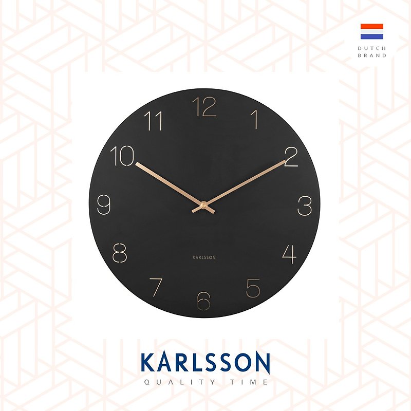 Karlsson Wall clock Charm engraved steel black - Clocks - Other Metals Black