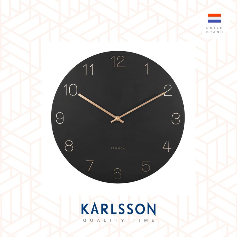 Karlsson Wall clock Charm engraved steel black - Clocks - Other Metals Black