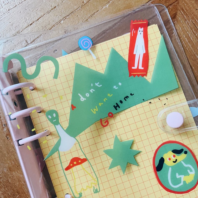 Exploding Candy Shop | Six-hole loose-leaf universal notebook - Notebooks & Journals - Plastic Green
