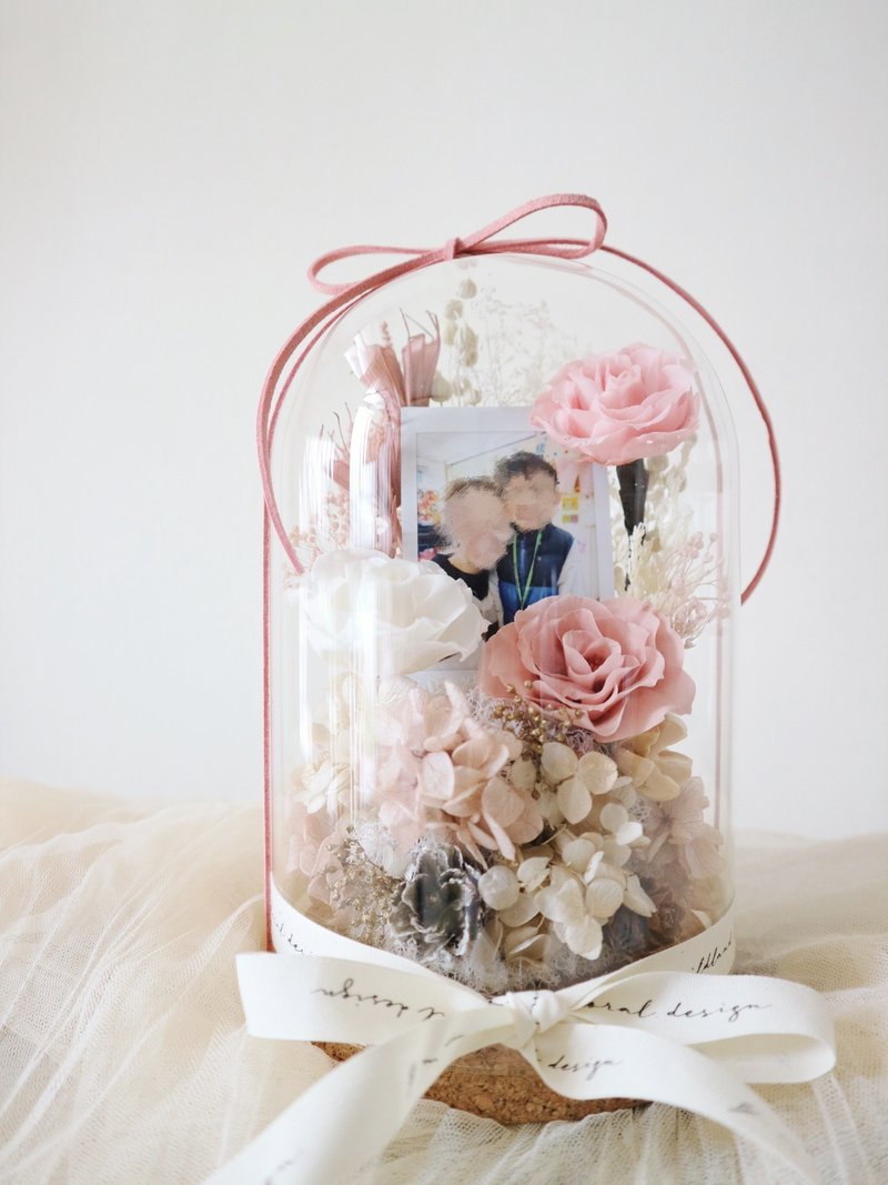 [Customized] Preserved flower glass cover - pink - ช่อดอกไม้แห้ง - แก้ว 