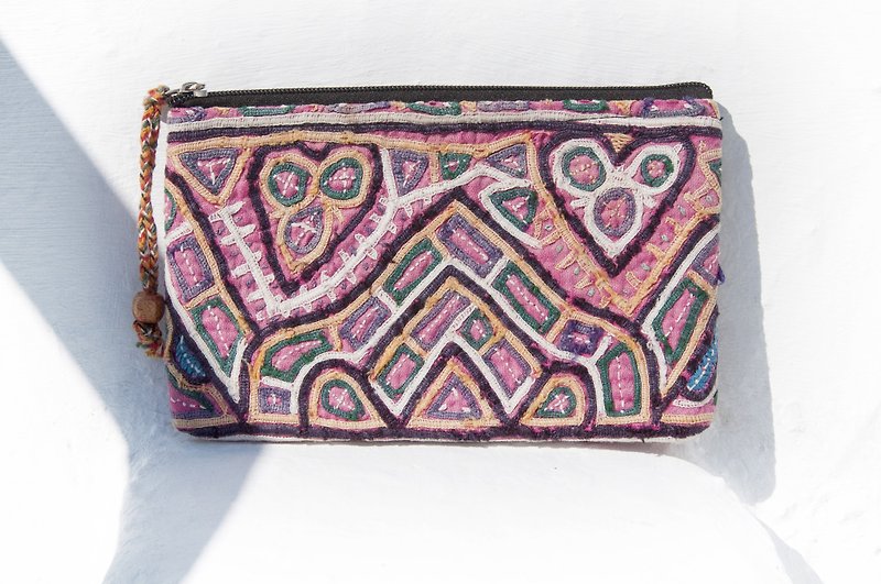 Birthday Gift Valentine’s Day Gift Limited Handmade Boho Embroidered Storage Bag/Ethnic Style Bag/Camera Bag/Leather Cosmetic Bag/Mobile Phone Bag/Travel Clutch-Desert Handmade Embroidered Ethnic Style Cosmetic Bag Travel Bag - Clutch Bags - Cotton & Hemp Multicolor