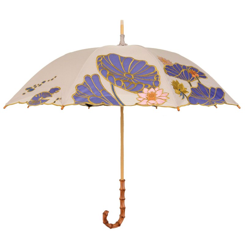 embroidered  long sunshade umbrella (Lotus/moca) - Other - Polyester Multicolor