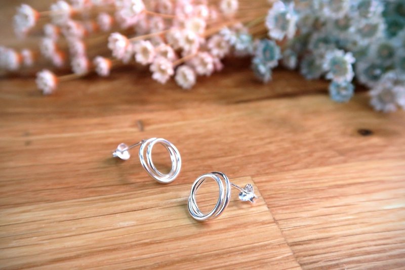 Sterling silver two-ringed earrings - ต่างหู - เงินแท้ 