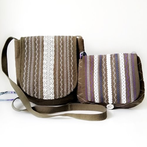 oksunnybunny Khaki canvas messenger bag, Small fabric crossbody purse, Boho bag, Fabric purse