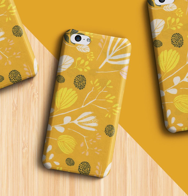 Yellow Forrest -Fabric phone case - 手機殼/手機套 - 棉．麻 黃色