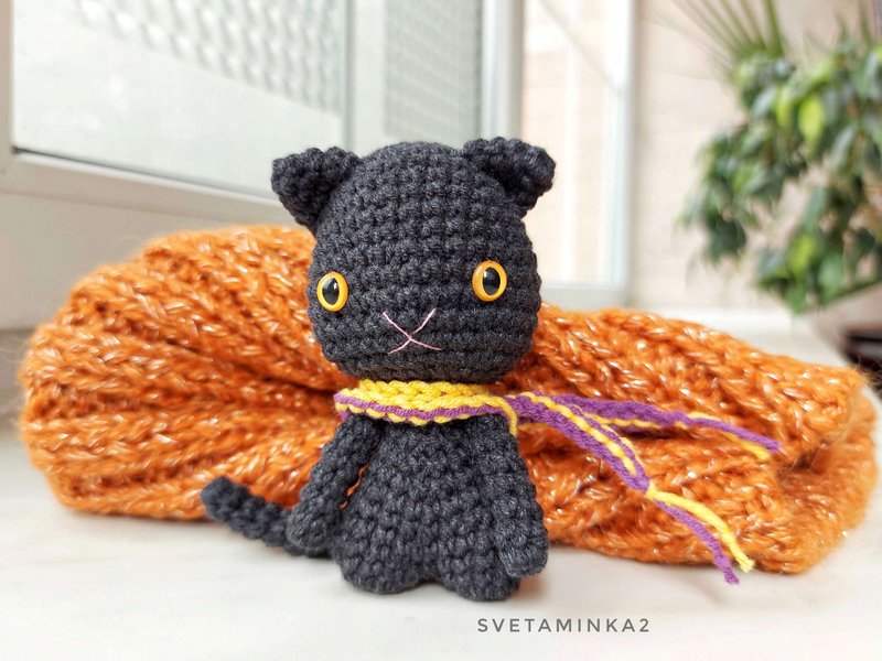Crochet Cat Pattern Amigurumi Black Kitten Toy Tutorial - 手工藝教學/工具書 - 其他材質 