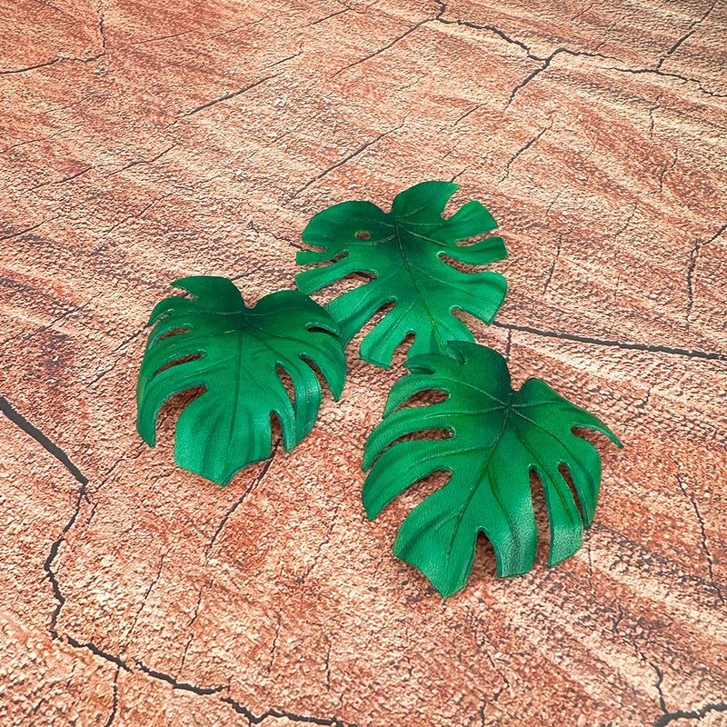 龜背芋 別針 皮革植物系列 - 徽章/別針 - 真皮 綠色