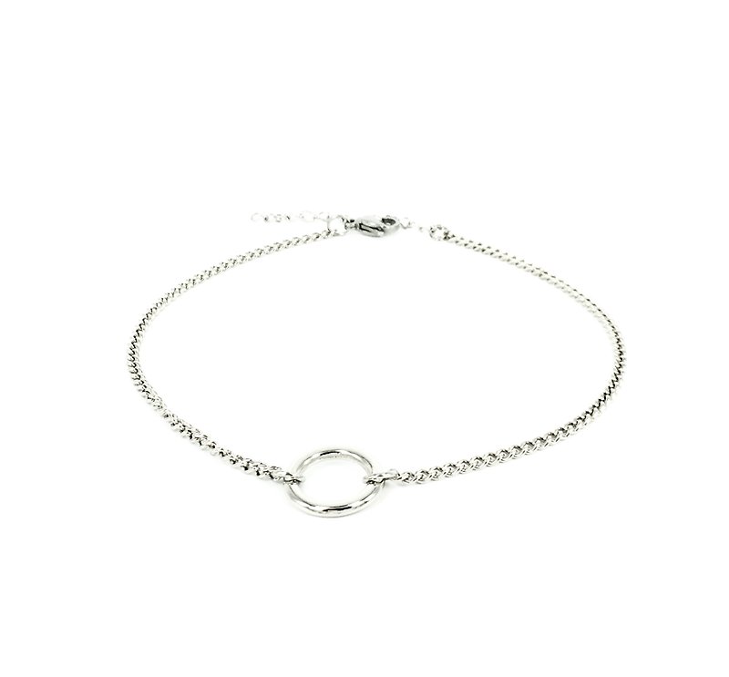 Silver circle chain rope necklace (small) - สร้อยคอ - วัสดุอื่นๆ สีเงิน