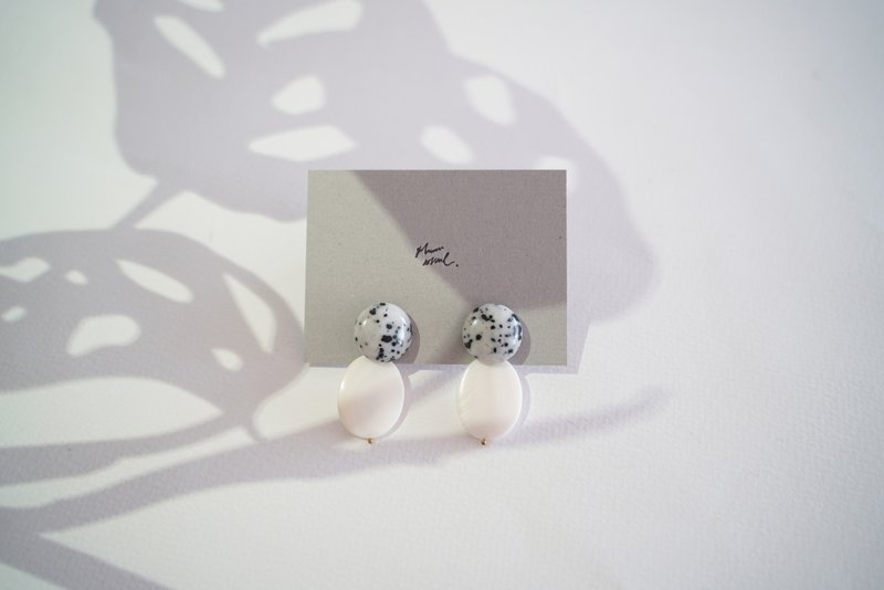 耳環 ピアス / イヤリング | no.305 - 耳環/耳夾/耳骨夾 - 半寶石 白色