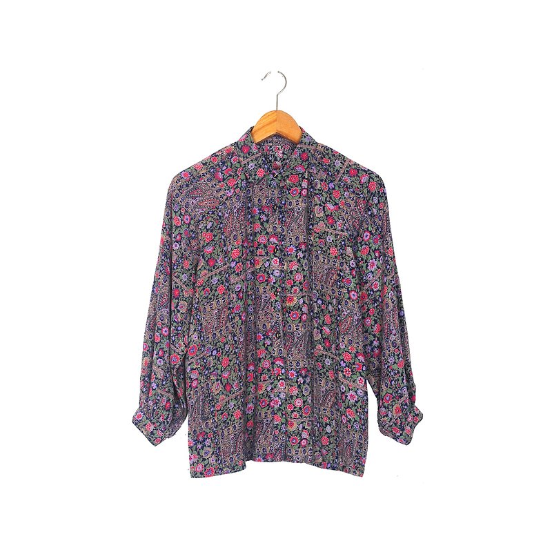 [Eggs] Inca plant vintage vintage shirt printing Florist - Women's Shirts - Polyester Multicolor