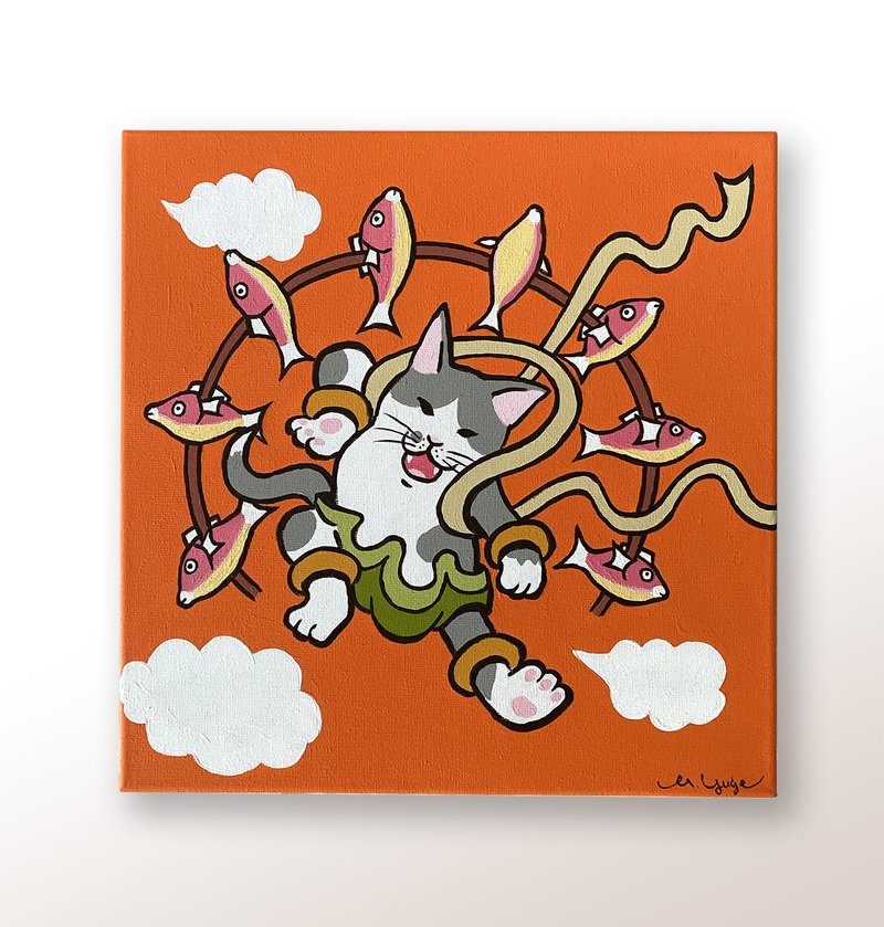 Canvas art: Cat and frog strolling around Tainan - Posters - Plastic Orange