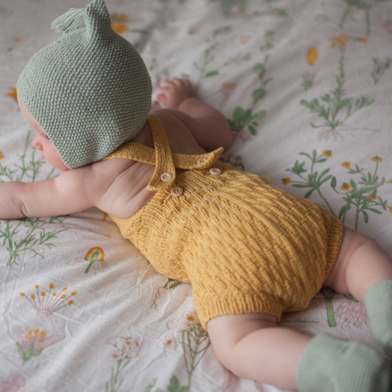 Caterpillar 手工限量 連身褲 / 彌月禮,寶寶拍照/高級pima有機棉 - 嬰兒連身衣/包被/包巾 - 棉．麻 黃色