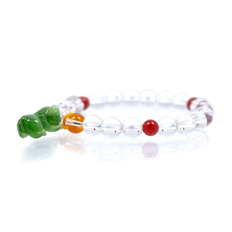 [Zhengjia Jewelry]ホワイトクリスタルヘティアンジャスパーバイトマネー貔貅転送ビーズホワイトクリスタルハンドビーズ - ブレスレット - クリスタル 多色