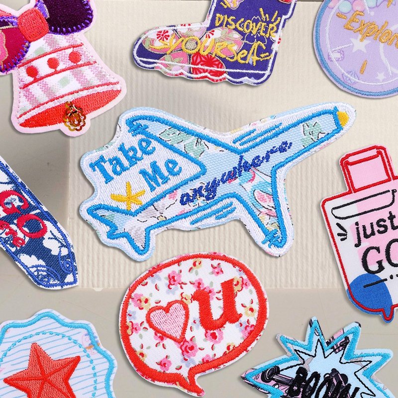 【拼布刺繡布貼】旅行小物系列 (共十二款) - 貼紙 - 繡線 