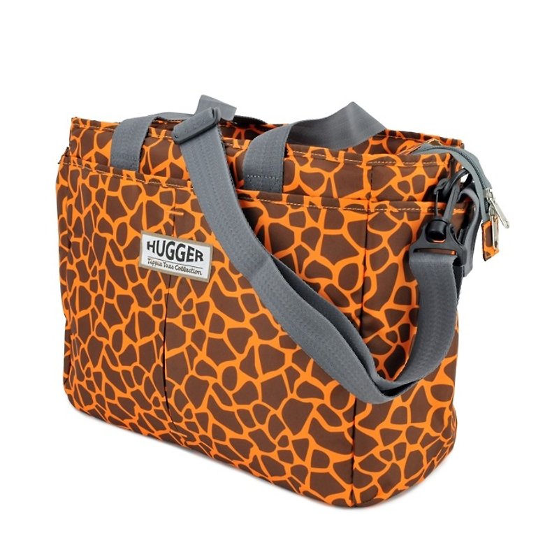 【HUGGER】 Giraffe large opening and large-capacity ultra-lightweight fashion mom bag parent-child bag - กระเป๋าคุณแม่ - ไนลอน สีนำ้ตาล