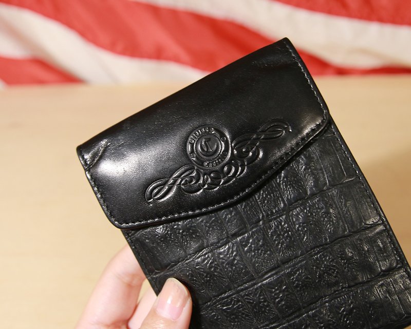 Back to Green :: Black crocodile pattern vintage wallet (WT-42) - Wallets - Genuine Leather 