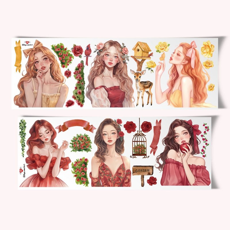 Girls in the Fairy Tale Garden Character Sticker Set (6 Sheets) - 貼紙 - 紙 
