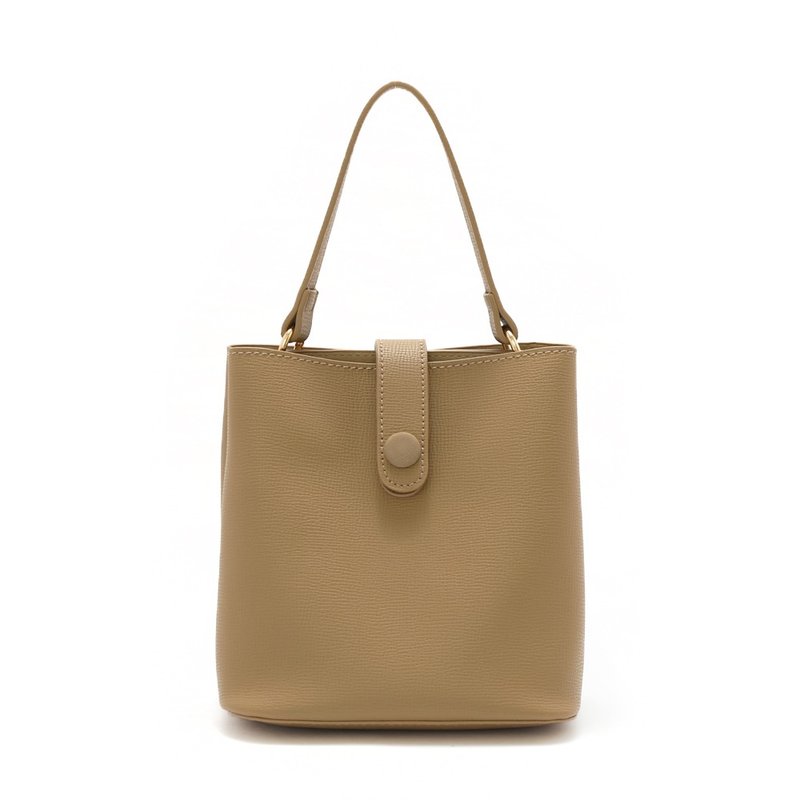 Good feeling daily portable 2WAY bucket bag #奶茶 - Drawstring Bags - Faux Leather Khaki