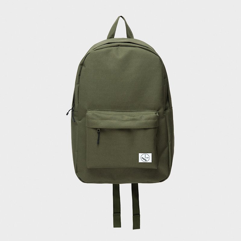 原色簡約後背包::軍綠:: - 後背包/書包 - 聚酯纖維 綠色