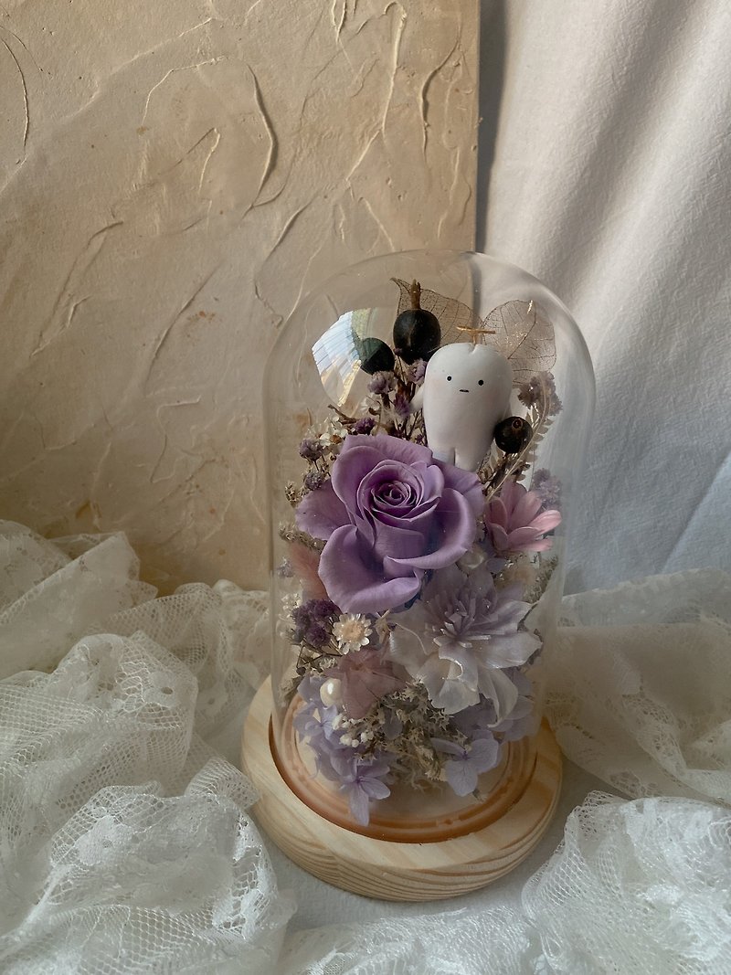 浪漫紫 牙仙子永生玻璃花盅 - 擺飾/家飾品 - 植物．花 