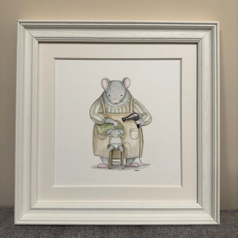 |Watercolour|   Ottilie's original watercolour animal living with frame - โปสเตอร์ - กระดาษ 