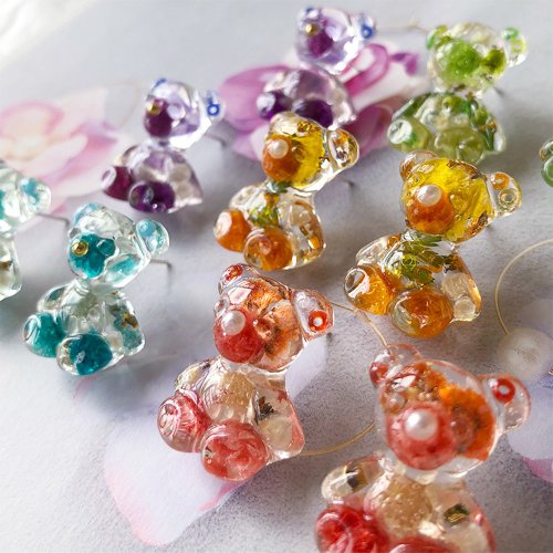 茜作 【茜作】乾燥花手工定製 耳釘 耳環 耳夾 耳針 小熊造型設計