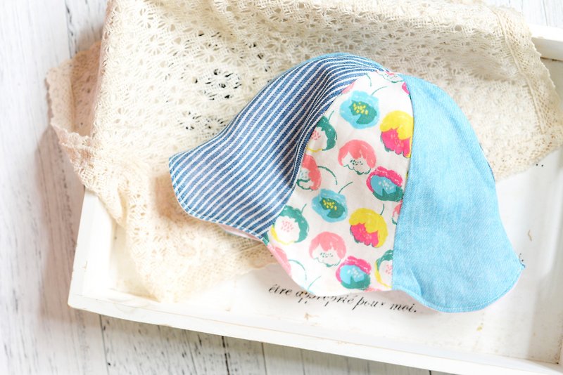 JIJA's HandMade Summer HAT - Flower Patten  - Baby Gift Sets - Cotton & Hemp Blue