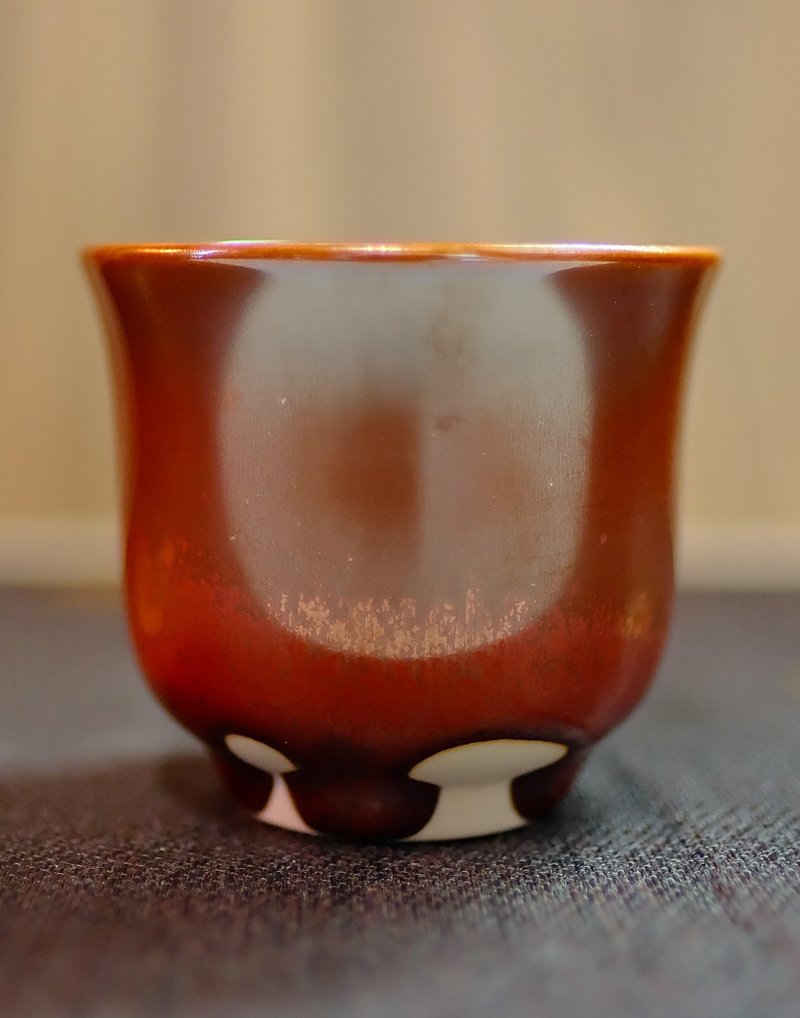 Firewood Tea Cup - Iron Red Flower Tea Cup - Pottery & Glasswork - Pottery 