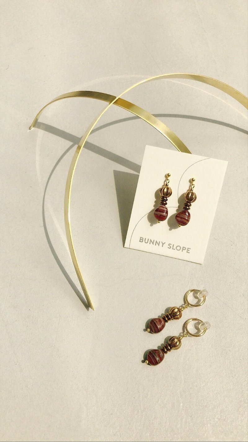 Glass Earrings & Clip-ons Brown - simple but Q-2 / earrings and Clip-On