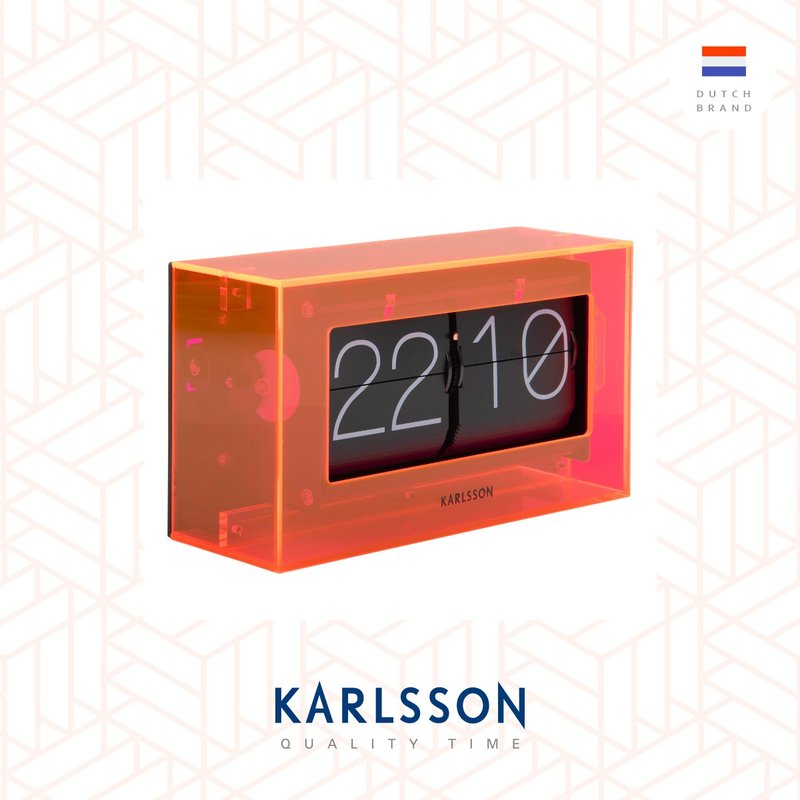 Karlsson, Flip clock Boxed acrylic neon orange 透明橙翻頁鐘 - 時鐘/鬧鐘 - 壓克力 橘色