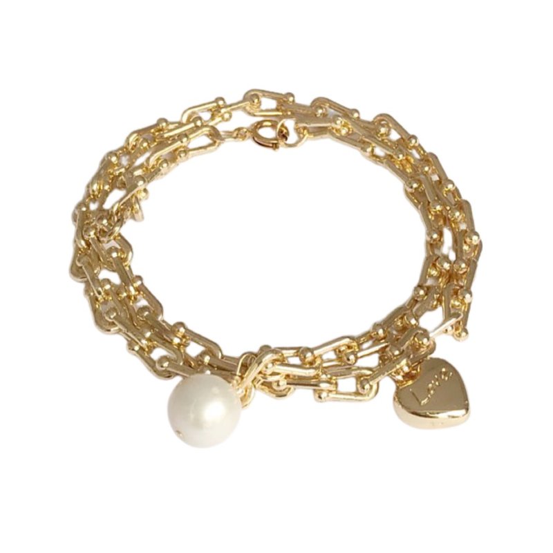 Pearl pendant double loop hand - Bracelets - Pearl 