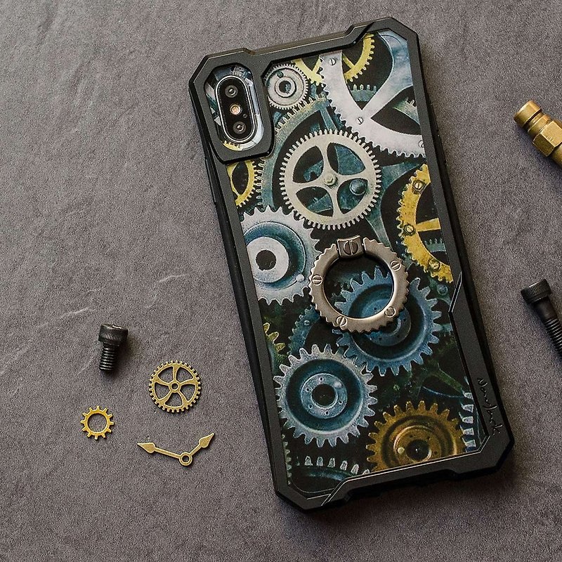 Gear Series│iPhone Xs Max 6.5吋│時空齒輪空壓保護殼-宙斯黑 - 手機殼/手機套 - 塑膠 