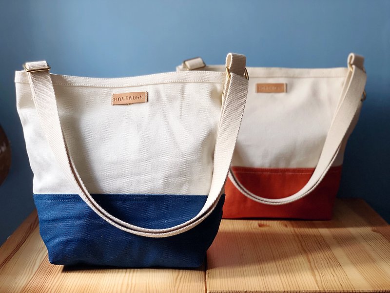 Two-tone rucksack crossbody bag (medium) - Messenger Bags & Sling Bags - Cotton & Hemp Multicolor