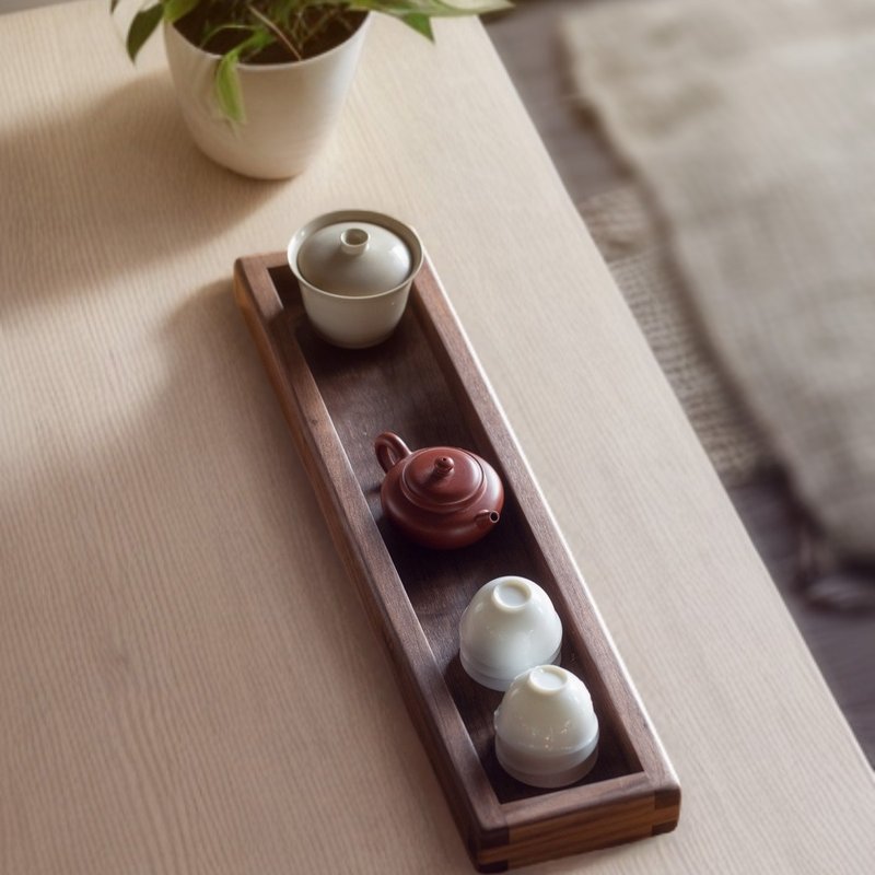 Taisho beautiful log tray tea tray handmade by craftsmen North American black walnut 940NT - Shelves & Baskets - Wood Brown