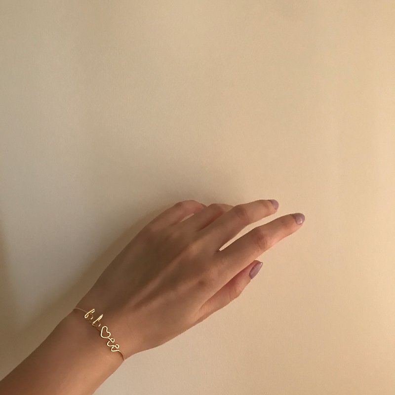 | by BIBIANA | Letter winding bracelet Bracelet thin circle Bracelet custom 14K gold niche - สร้อยข้อมือ - โลหะ 