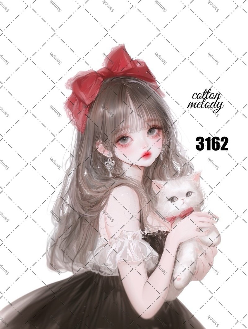 original sticker no.3162 人物ステッカー オリジナルステッカー オリジナル人物ステッカー 装飾ステッカー cotton melody - 貼紙 - 紙 