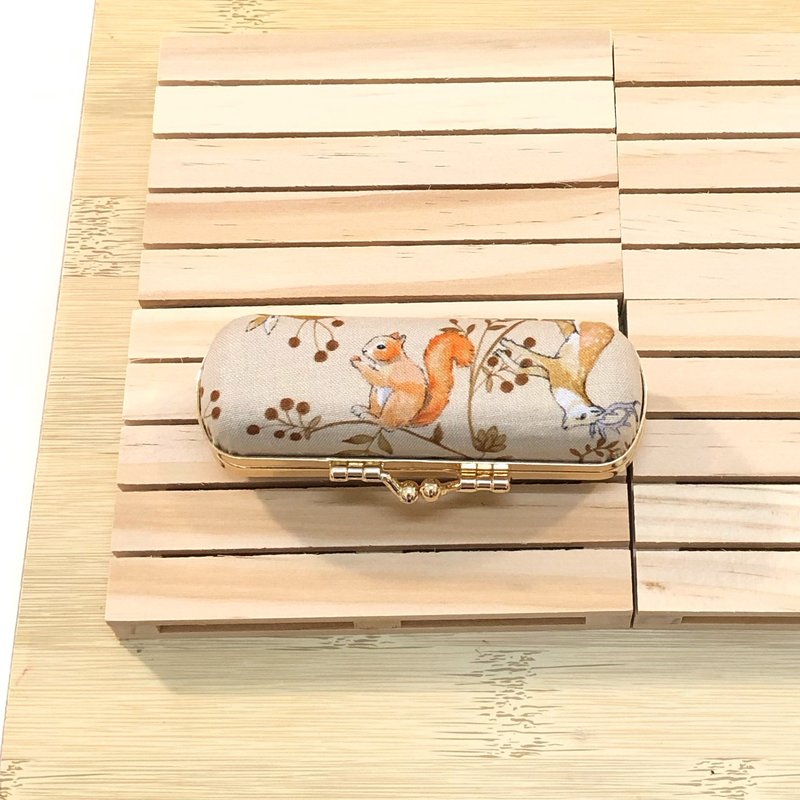 Autumn. Squirrel Manor/Korean printed cotton cloth. Stamp box. Earphone box. Lipstick box. Gold storage - Stamps & Stamp Pads - Cotton & Hemp Orange