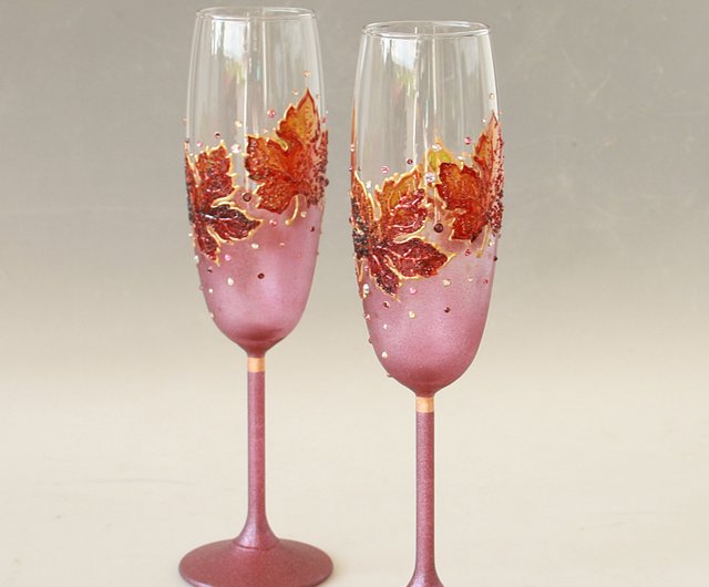 Pink Champagne Glasses, 4 Pink Toasting Glasses, Pink Glass, Pink