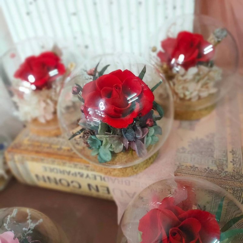 [Lingling's Studio] Rose Ball Glass Flower Cup - Dried Flowers & Bouquets - Plants & Flowers Multicolor