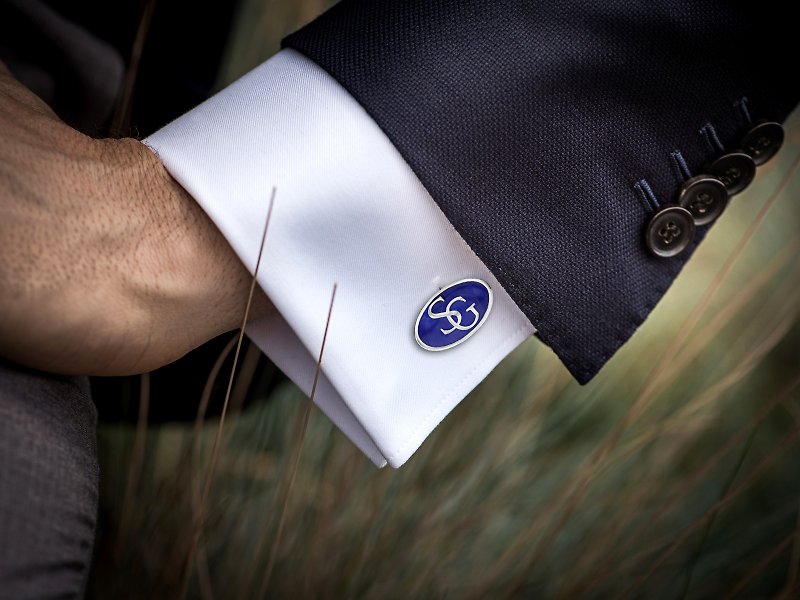 Blue Cufflinks, Wedding cufflinks for groom, Initials Cufflinks Personalized