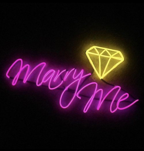 neonlitehk neonlite 客製霓虹文字圖案燈 /MarryMe+鑽石/
