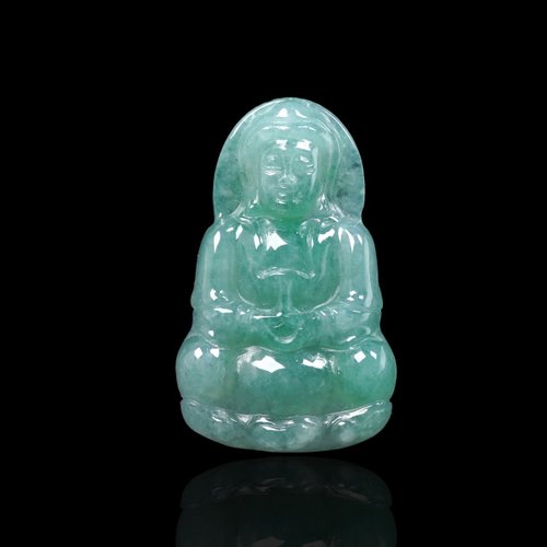 瓔珞珠寶盒 E.L.Jewelry Box 冰種果陽綠翡翠觀音菩薩項鍊 | 天然緬甸玉A貨翡翠 | 送禮
