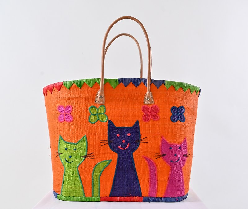 Handmade bags from Madagascar tribes. Big and light. - Handbags & Totes - Eco-Friendly Materials Orange