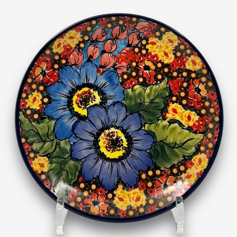 波蘭手繪手工陶-圓盤 19cm 繁花深處系列 - 盤子/餐盤/盤架 - 陶 多色