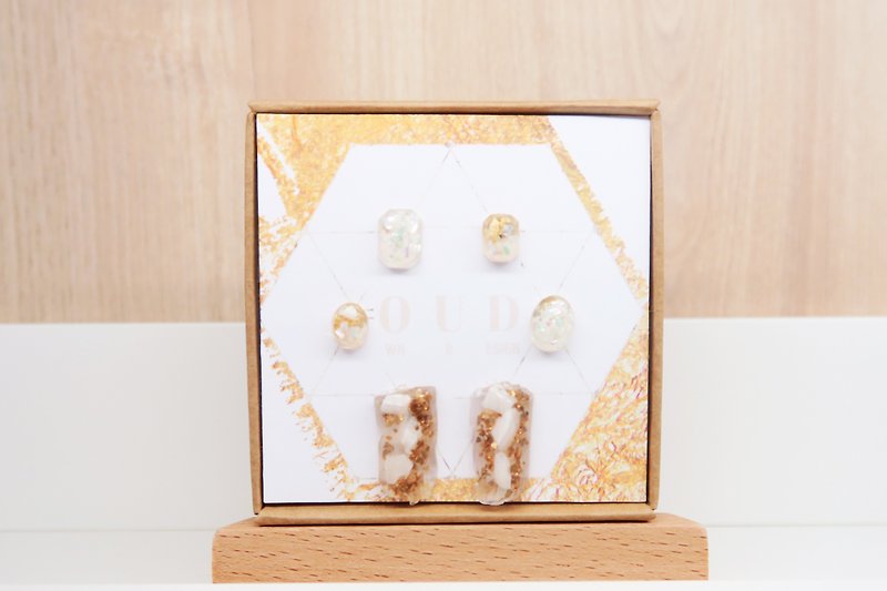 GOODY BAG-OUD(Free Delivery)-14K gf-Natural MOP 3 Pairs Of Stud Earrings/Clip-on - Earrings & Clip-ons - Shell 