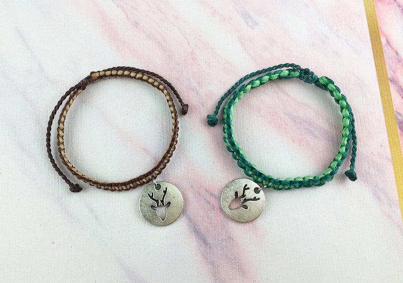 【Plain happiness. Small animals] Silk Wax thread double purchase couple model - Bracelets - Other Materials Multicolor
