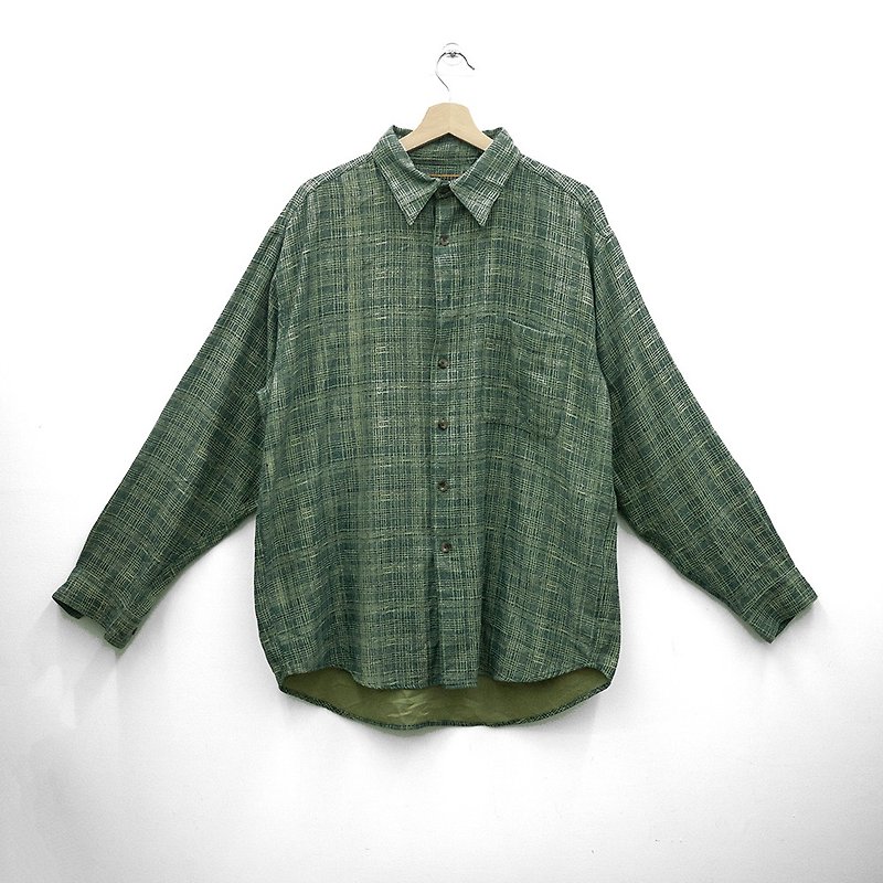 WRANGLER Long Sleeve Shirt Green Check Pre-Owned Vintage