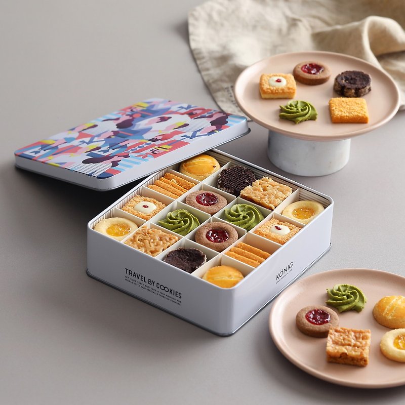 [Jinge Food] Traveler Colorful Tin Box Handmade Biscuits - Handmade Cookies - Other Materials Multicolor